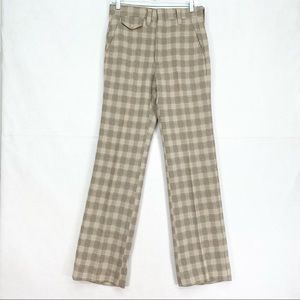 Haggar Vintage 1960/70s Mod Plaid Flair Pants Tan Brown Rust Size 29